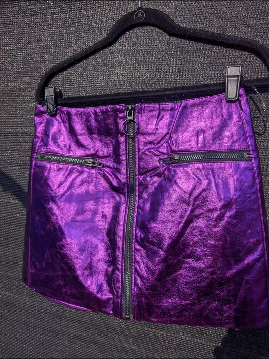 Dresses & Skirts - Metallic Purple Or Orange Zip-Front Mini Skirt